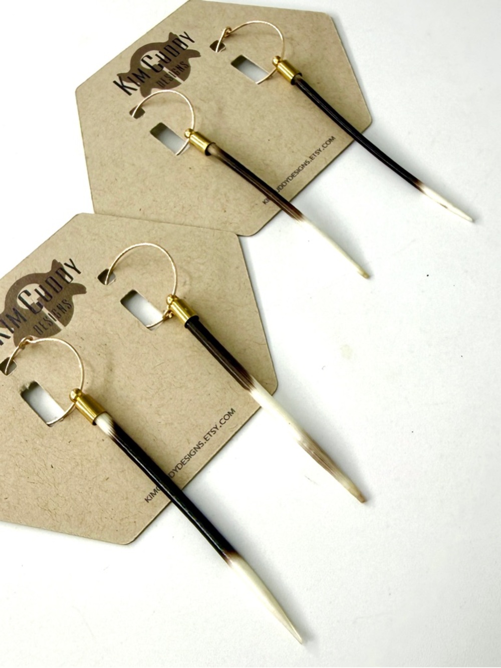 Small Porcupine Quill Drop Earrings - Picture 3 of 3